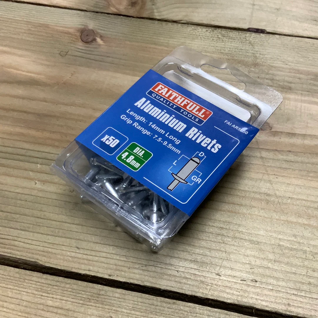 Aluminium Rivets 50pcs 14mm x 4.8mm